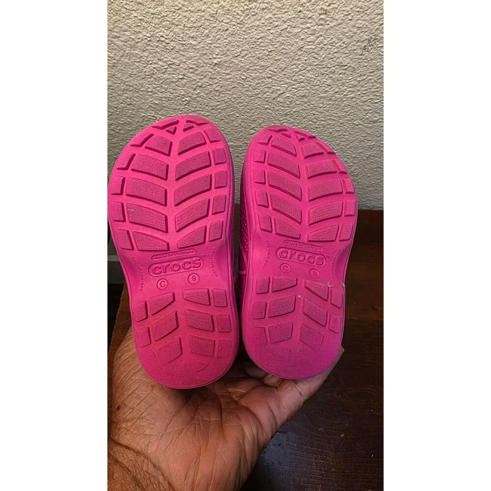 Crocs Kids Handle It Pink Rain Boots Size C8 Durable & Lightweight Waterproof Sh - Picture 5 of 6